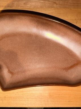 VINTAGE FRANKOMA #4P SATIN BROWN LAZY BONES SERVING PLATTER 15.5" x 8"